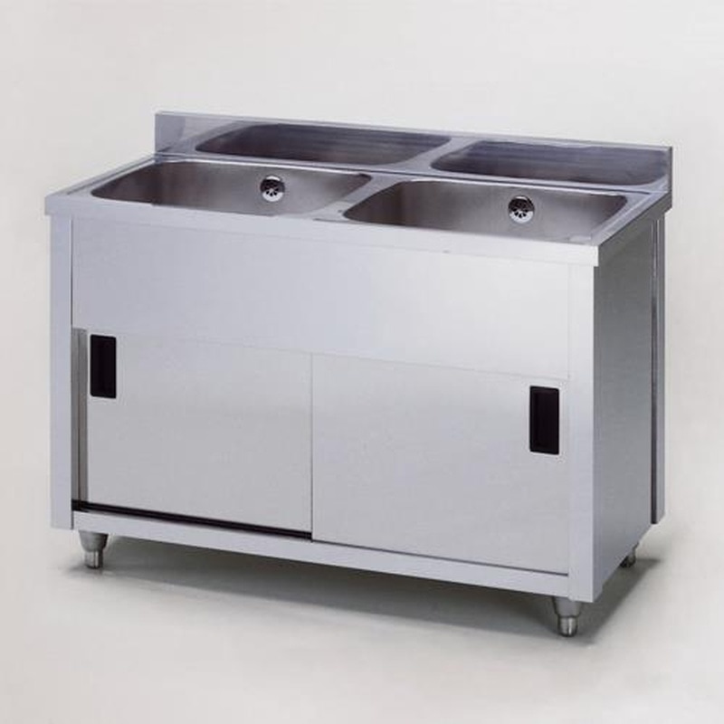 エスコ EA468EF-51 750x450x890mm二槽キャビネットシンク(SUS430) 1個(ご注文単位1個)【直送品】