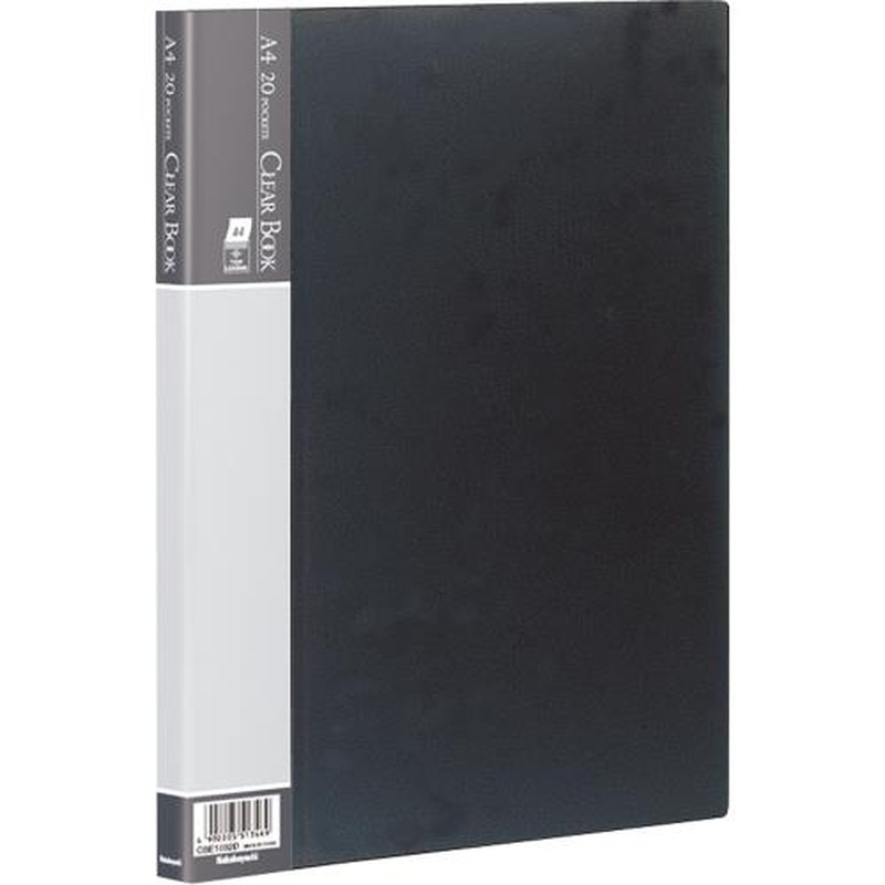 エスコ EA762CC-207 A4クリアーブック(ブラック/20ポケット) 1個(ご注文単位1個)【直送品】