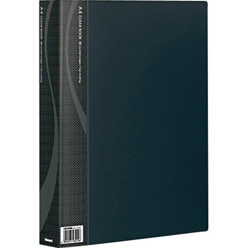 エスコ EA762CC-132 A4クリアーブック(ブラック/80ポケット) 1個(ご注文単位1個)【直送品】