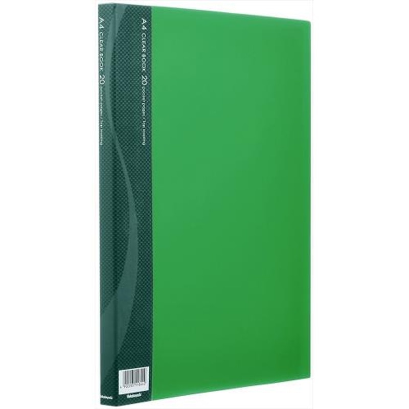 エスコ EA762CC-104 A4クリアーブック(グリーン/20ポケット) 1個(ご注文単位1個)【直送品】