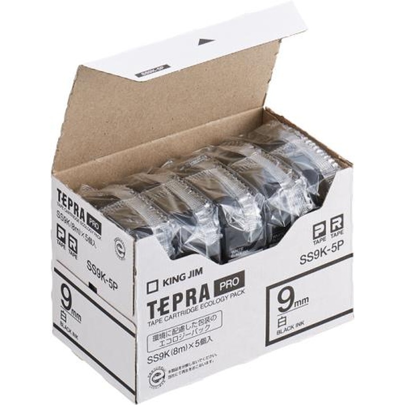 エスコ EA761DK-94B 9mmテープカセット(白/5個) 1個（ご注文単位1個）【直送品】