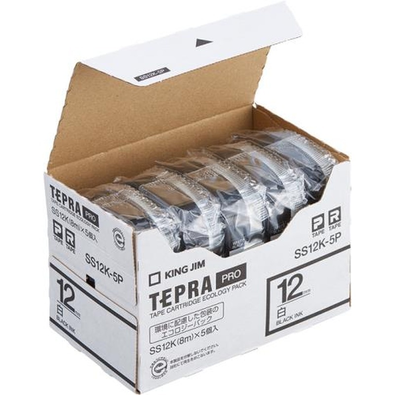 エスコ EA761DK-124B 12mmテープカセット(白/5個) 1個（ご注文単位1個）【直送品】