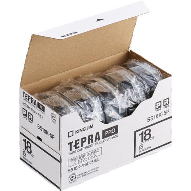 エスコ EA761DK-184B 18mmテープカセット(白/5個) 1個（ご注文単位1個）【直送品】