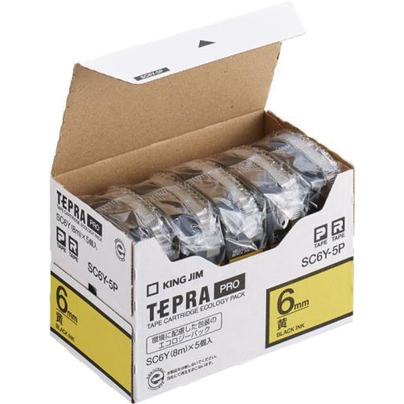 エスコ EA761DK-65B 6mmテープカセット(黄/5個) 1個（ご注文単位1個）【直送品】