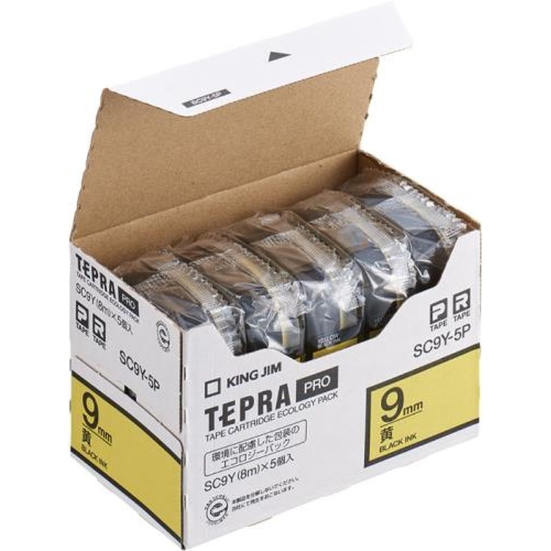 エスコ EA761DK-95B 9mmテープカセット(黄/5個) 1個（ご注文単位1個）【直送品】