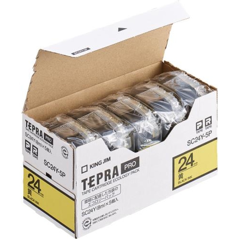 エスコ EA761DK-245B 24mmテープカセット(黄/5個) 1個（ご注文単位1個）【直送品】