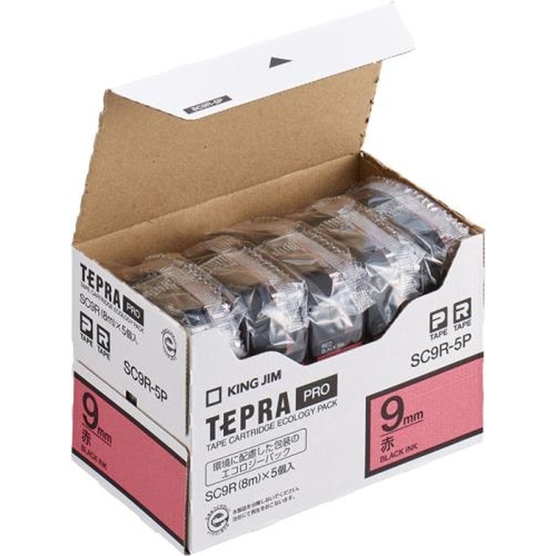 エスコ EA761DK-91B 9mmテープカセット(赤/5個) 1個（ご注文単位1個）【直送品】