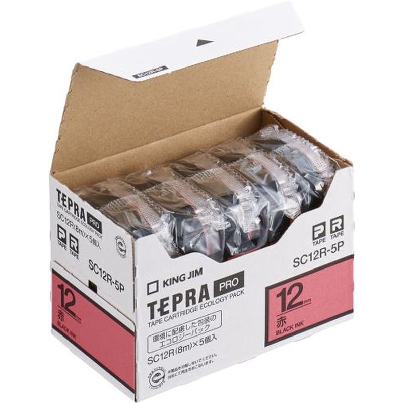 エスコ EA761DK-121B 12mmテープカセット(赤/5個) 1個（ご注文単位1個）【直送品】