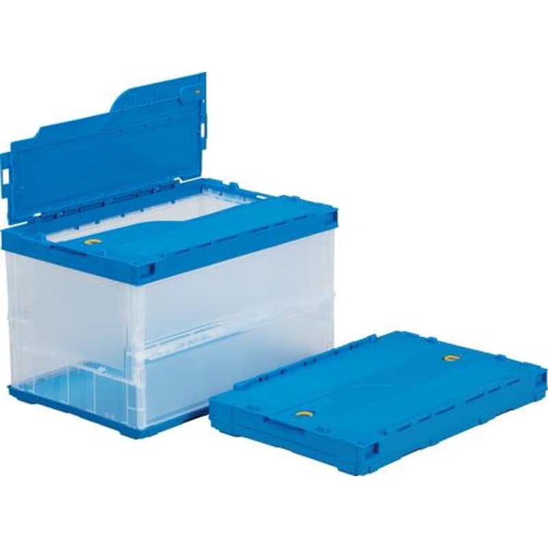 エスコ EA506AA-517 530x366x336mm/51.3L折畳コンテナ(青/蓋付薄型 1個(ご注文単位1個)【直送品】