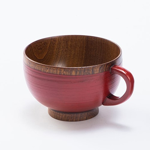 山下工芸 木製スープカップ 糸締 赤 41023920 1個（ご注文単位1個）【直送品】