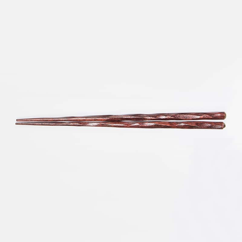 山下工芸 木製ネジリ箸 赤 27028340 1組（ご注文単位1組）【直送品】