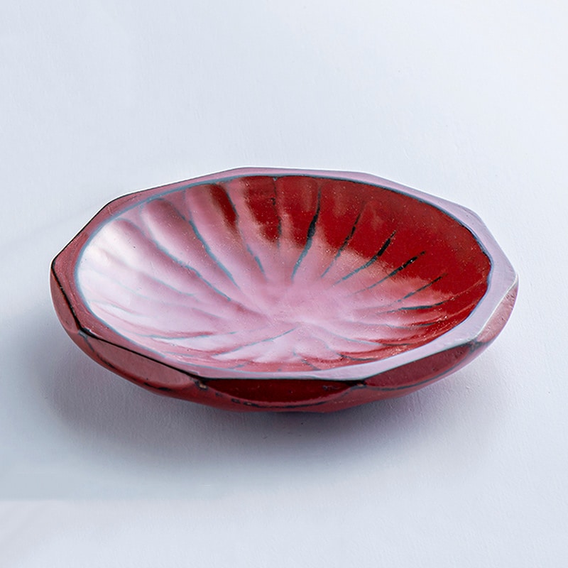 山下工芸 菊彫銘々皿 根来 42039850 1枚（ご注文単位1枚）【直送品】