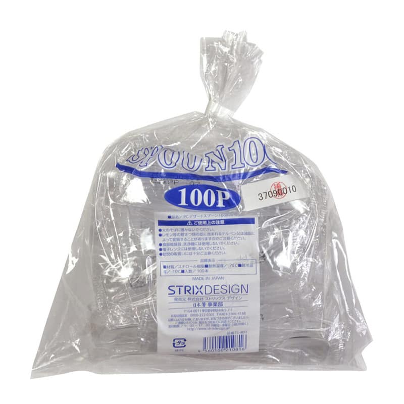 ストリックスデザイン PCデザートスプーン 100mm クリア 100本入 TS-400 1束（ご注文単位100束）【直送品】