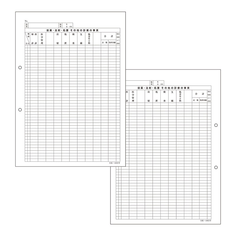 金鵄製作所 カルテ3号用紙 会計付 2穴付 会計付 41911-004 1箱（ご注文単位1箱）【直送品】