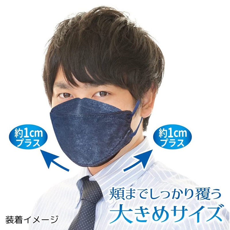 エスパック やさしいマスク　3D立体型 ワイド　ネイビー　個包装 DYN5 5枚入/袋（ご注文単位200袋）【直送品】