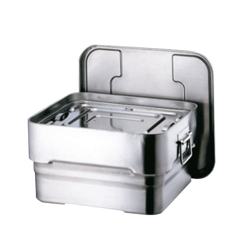 スギコ産業 18-8 角型二重食缶 内蓋付 13L SA0502-DHS-3513 1個（ご注文単位1個）【直送品】