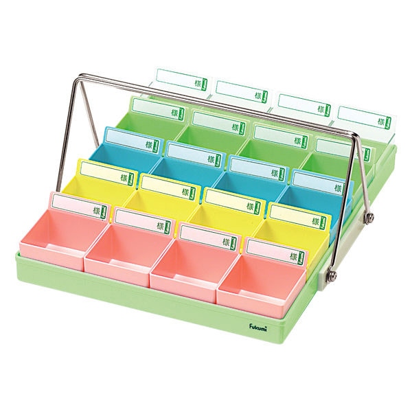 投薬トレー 20人用 ハンガー付 PT-20G5H グリーン/5色 1個(ご注文単位1個)【直送品】