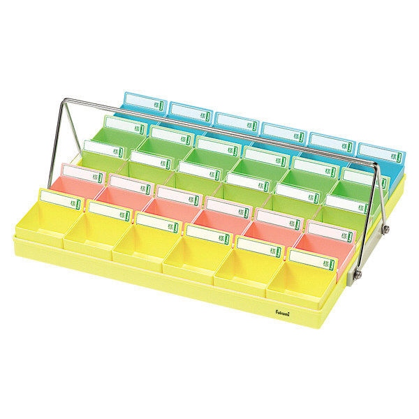 投薬トレー　30人用　ハンガー付 PT-30Y5H　イエロー／5色  1個（ご注文単位1個）【直送品】