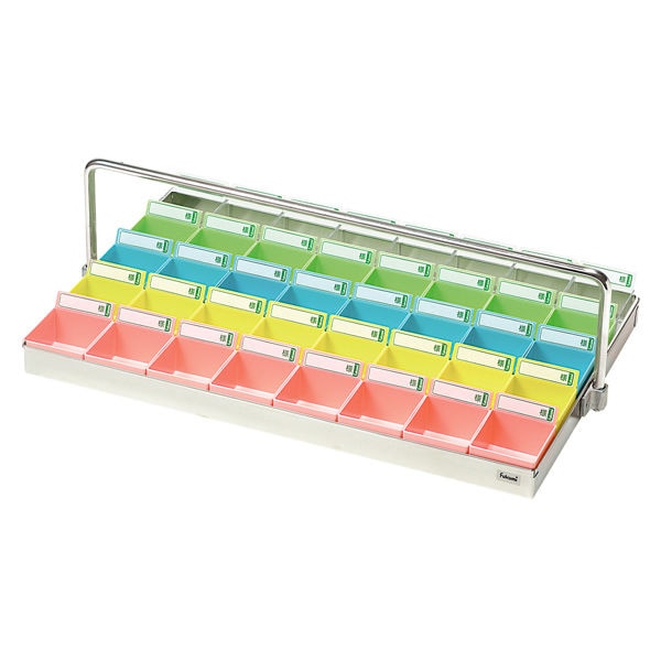 投薬トレー　40人用　ハンガー付 ST-405H　ステン／5色  1個（ご注文単位1個）【直送品】