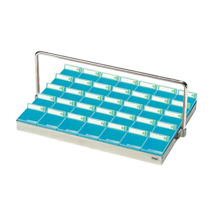 投薬トレー　35人用　ハンガー付 ST-35BH　ステン／ブルー  1個（ご注文単位1個）【直送品】