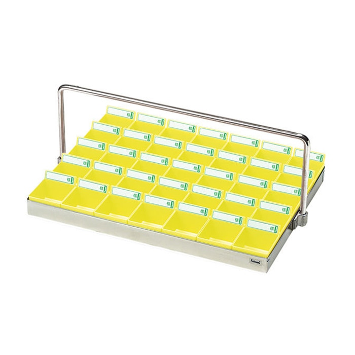 投薬トレー 35人用 ハンガー付 ST-35YH ステン/イエロー 1個(ご注文単位1個)【直送品】