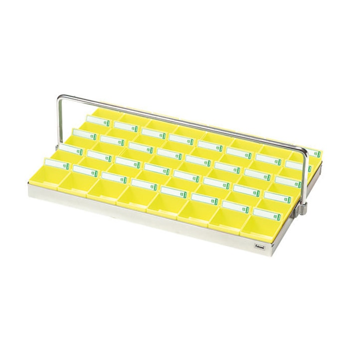 >投薬トレー 40人用 ハンガー付 ST-40YH ステン/イエロー 1個(ご注文単位1個)【直送品】