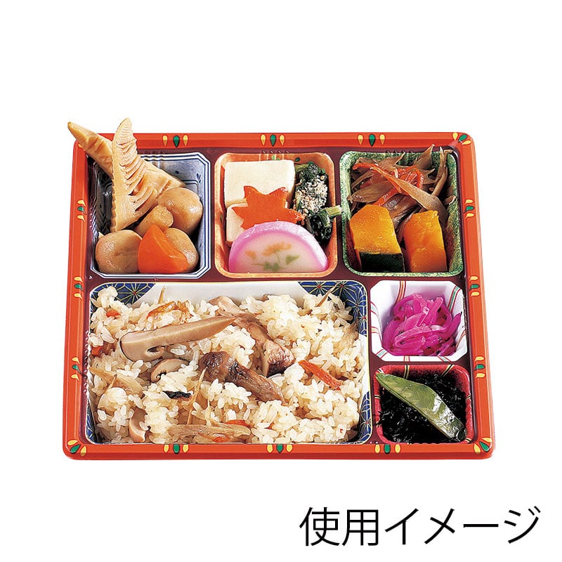 アヅミ産業 幕の内弁当容器 本体 T-70-2F 柄付 50枚/袋(ご注文単位16袋)【直送品】