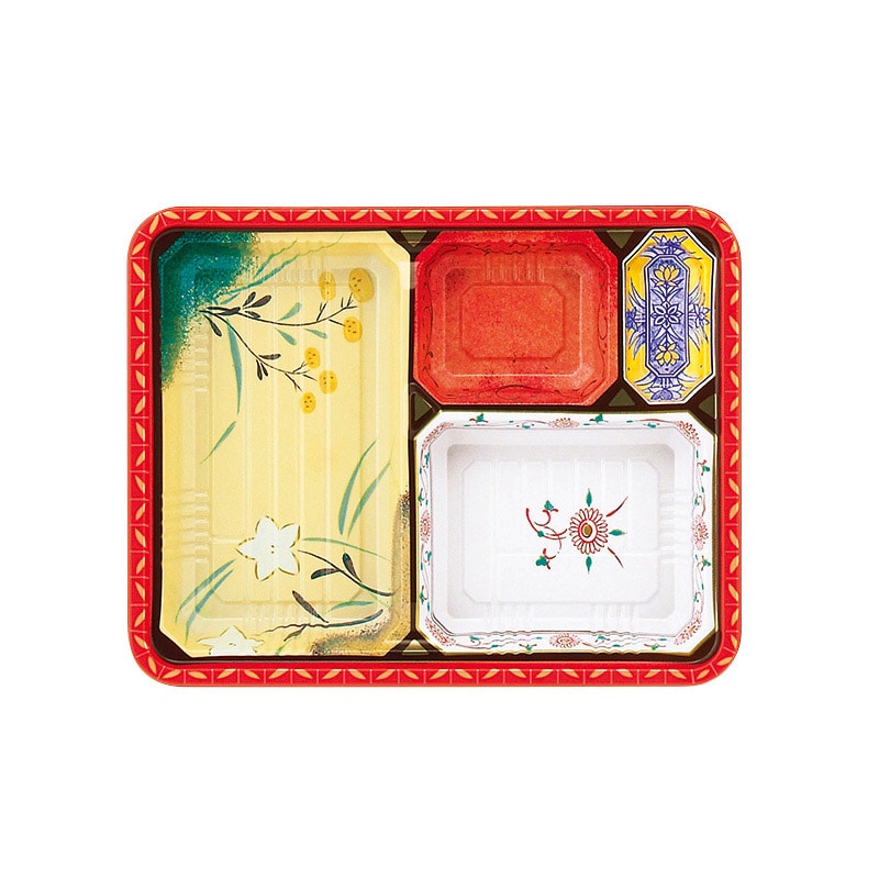 アヅミ産業 幕の内弁当容器 本体 T-80-60-2F 柄付 50枚/袋(ご注文単位16袋)【直送品】