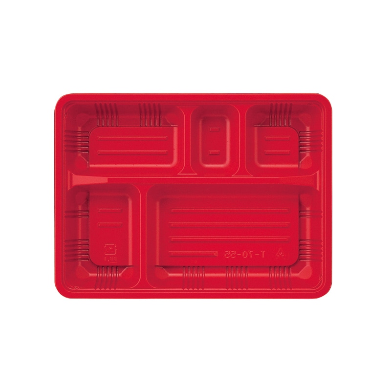 アヅミ産業 幕の内弁当容器 本体 T-70-55 赤黒 50枚/袋(ご注文単位18袋)【直送品】