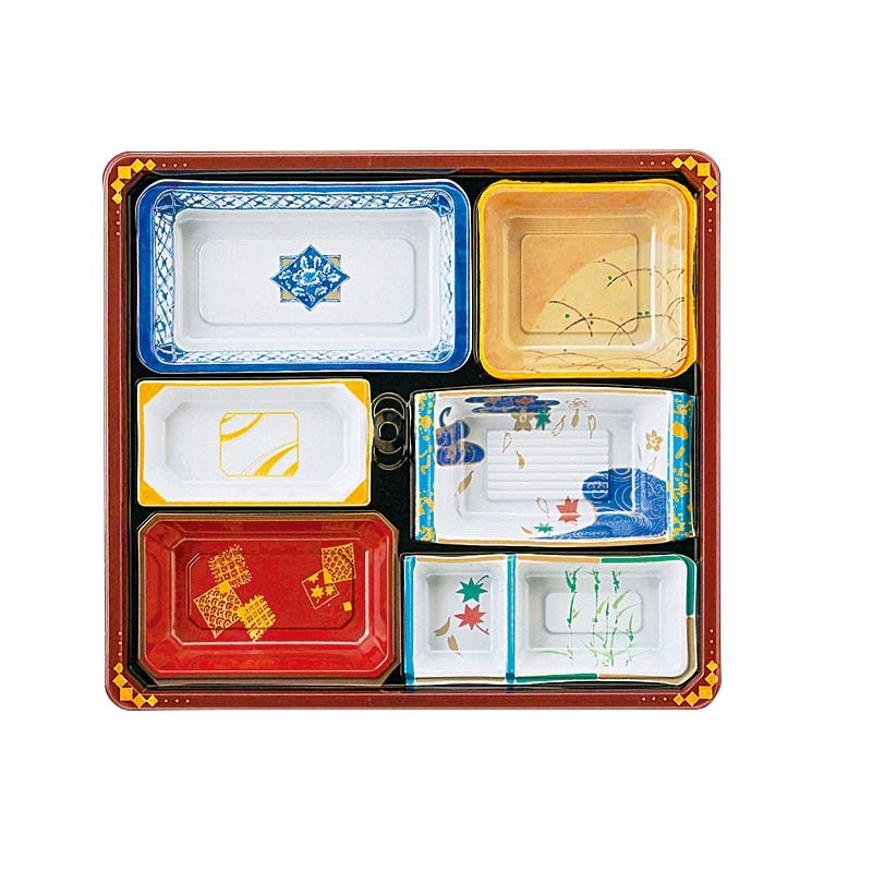 アヅミ産業 仕出し容器 本体(A柄)・蓋(三彩)会席膳セット T-117-A T117AS-2 20セット/袋(ご注文単位9袋)【直送品】