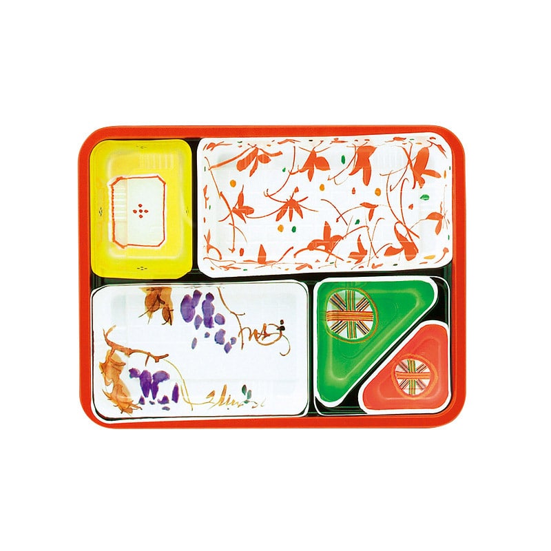 アヅミ産業 幕の内弁当容器 本体 T-80-60-B-2 柄付 50枚/袋(ご注文単位16袋)【直送品】