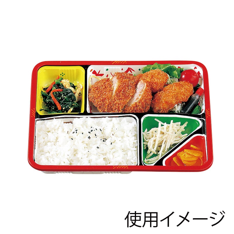 アヅミ産業 幕の内弁当容器 本体 T-80-60-B-2 柄付 50枚/袋(ご注文単位16袋)【直送品】