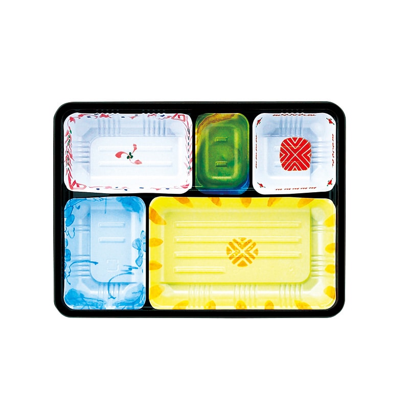 アヅミ産業 幕の内弁当容器 本体 T-70-55-A 柄付 50枚/袋(ご注文単位18袋)【直送品】