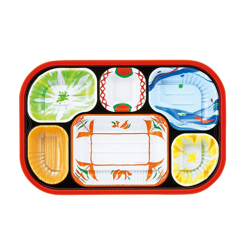 アヅミ産業 幕の内弁当容器 本体 T-80-55-A 柄付 50枚/袋(ご注文単位16袋)【直送品】