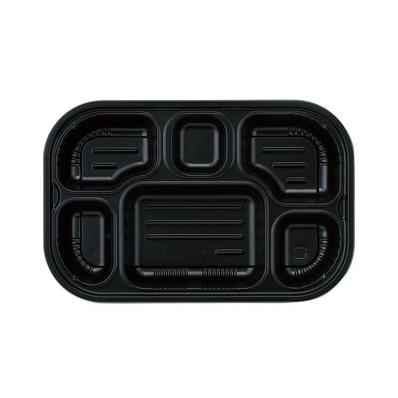 アヅミ産業 幕の内弁当容器 本体 T-80-55-A 黒 50枚/袋(ご注文単位16袋)【直送品】