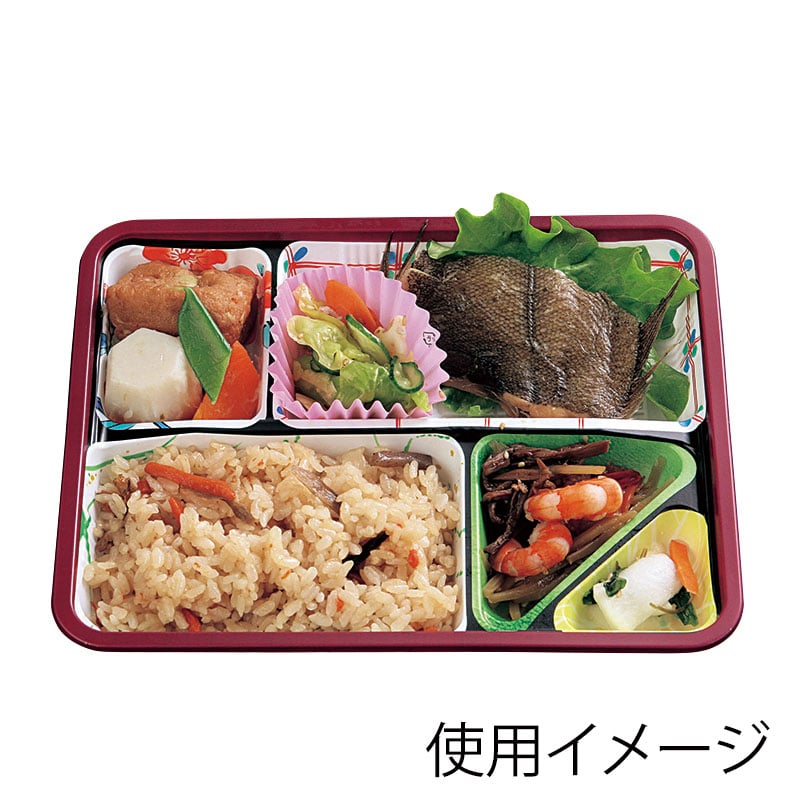 アヅミ産業 幕の内弁当容器 本体 T-80-60-B2-B 柄付 50枚/袋(ご注文単位16袋)【直送品】