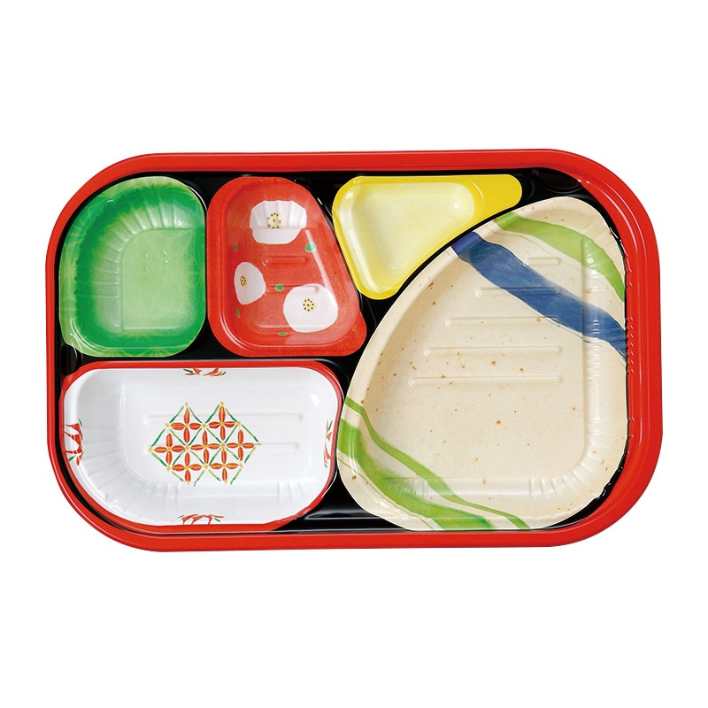 アヅミ産業 幕の内弁当容器 本体 T-80-55-B 柄付 50枚/袋(ご注文単位16袋)【直送品】