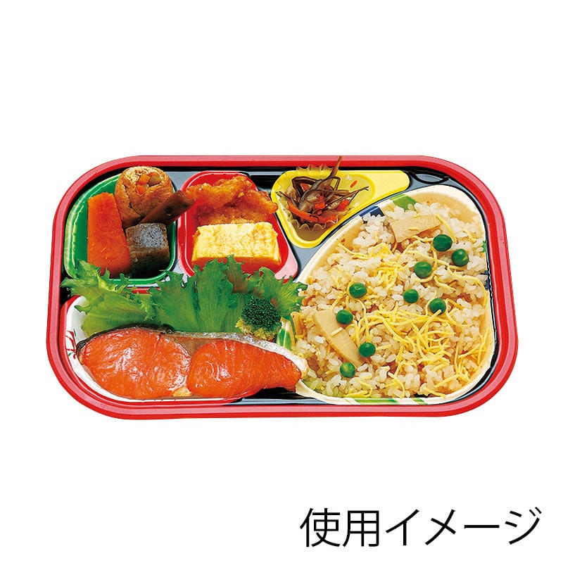 アヅミ産業 幕の内弁当容器 本体 T-80-55-B 柄付 50枚/袋(ご注文単位16袋)【直送品】