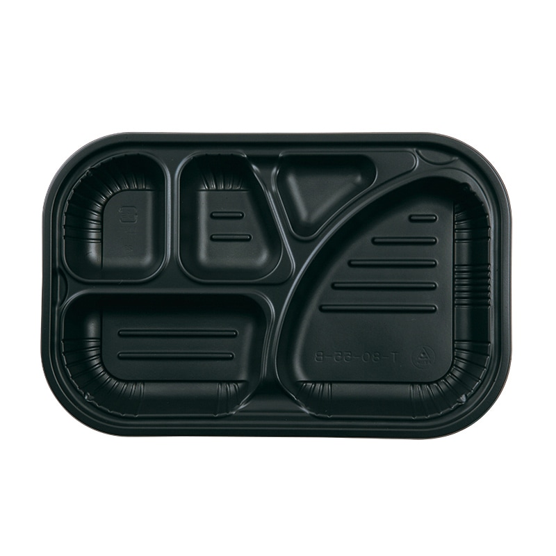 アヅミ産業 幕の内弁当容器 本体 T-80-55-B 黒 50枚/袋(ご注文単位16袋)【直送品】