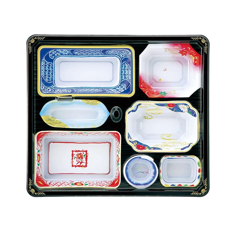 アヅミ産業 仕出し容器　本体（金彩）・蓋（三彩）会席膳セット T-205 T205KS-2 20セット/袋（ご注文単位10袋）【直送品】