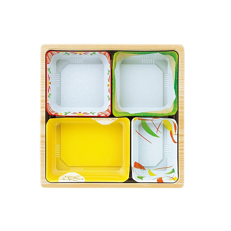 アヅミ産業 幕の内弁当容器 本体 T-70-G 柄付 50枚/袋(ご注文単位16袋)【直送品】