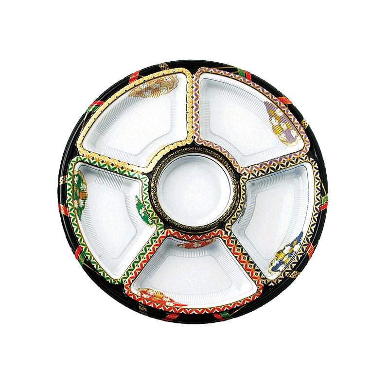 アヅミ産業 丸型オードブル容器　本体・蓋セット TOM-420-2　友禅 TOM420YZ2S 10セット/箱（ご注文単位10箱）【直送品】