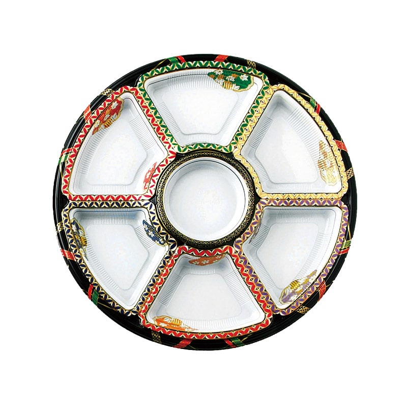 アヅミ産業 丸型オードブル容器　本体・蓋セット TOM-460-2　友禅 TOM460YZ2S 10セット/箱（ご注文単位8箱）【直送品】