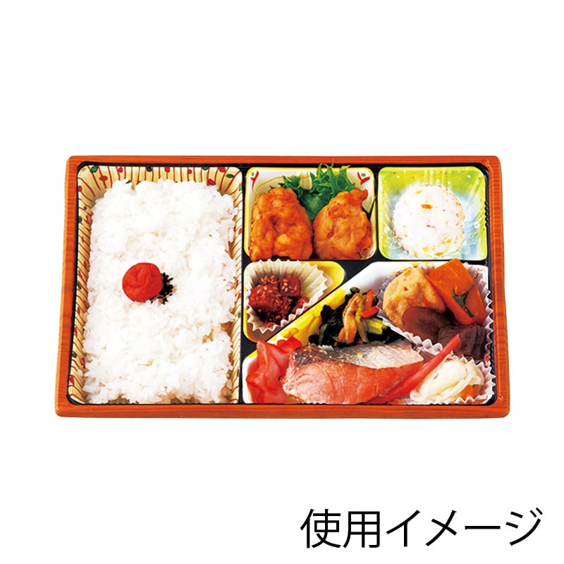 アヅミ産業 幕の内弁当容器 本体 T-90-60-F 花木目 50枚/袋(ご注文単位12袋)【直送品】