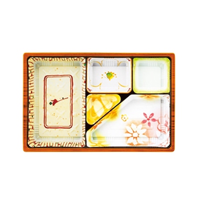 アヅミ産業 仕出し容器　中仕切　インナー T-90-60-F 花木目 50枚/袋（ご注文単位12袋）【直送品】