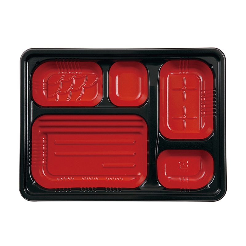 アヅミ産業弁当容器 本体 T-70-55-5 天黒内朱 50枚/1袋(ご注文単位18袋)【直送品】