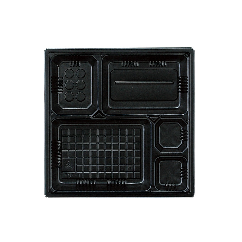 アヅミ産業 幕の内弁当容器 本体 T-70-F 黒 50枚/袋(ご注文単位16袋)【直送品】