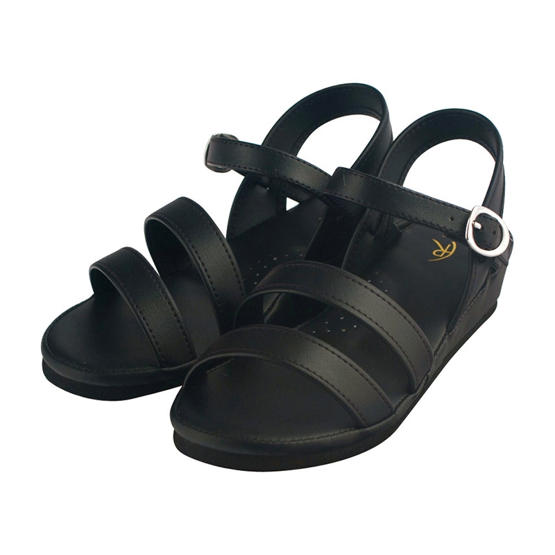 2バンドサンダル L 23.5-24.0cm ブラック 1個(ご注文単位1個)【直送品】