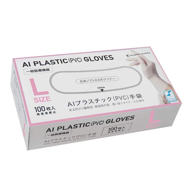 大一産業 アンプリー AIプラスチック（PVC）手袋 クリア L 100枚入 1箱（ご注文単位10箱）【直送品】