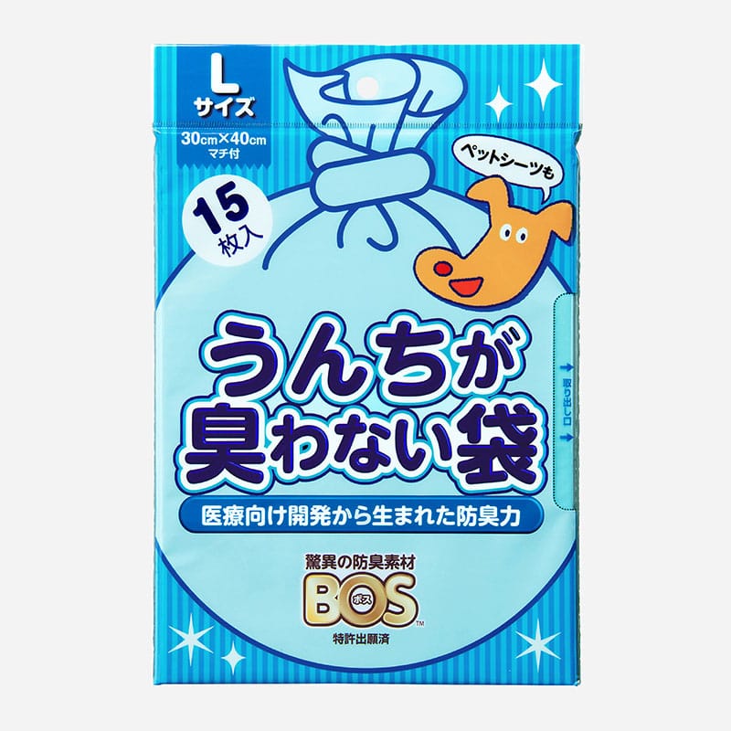 クリロン化成 うんちが臭わない袋　BOS ペット用　L　15枚入  1袋（ご注文単位100袋）【直送品】